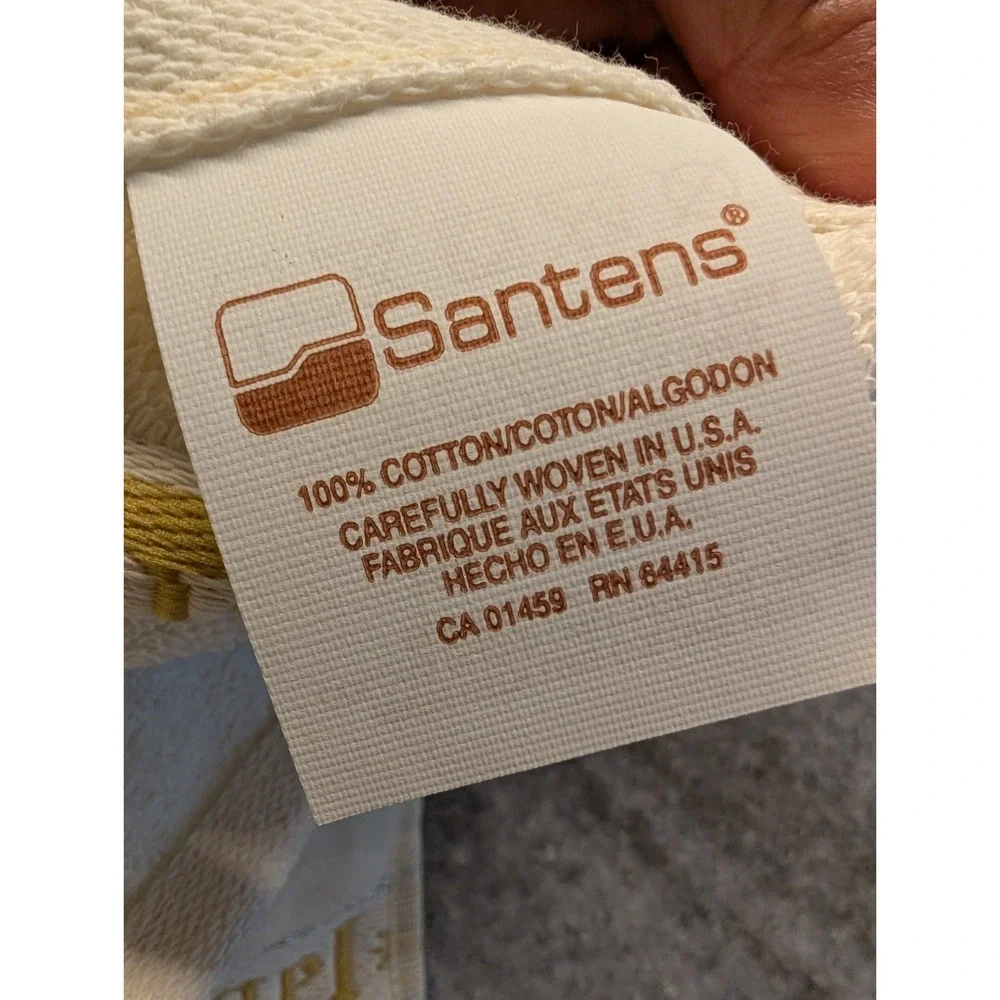 Santens Vtg Christmas Cream Towel Set -Angels, Stars Season's Greetings USA Made